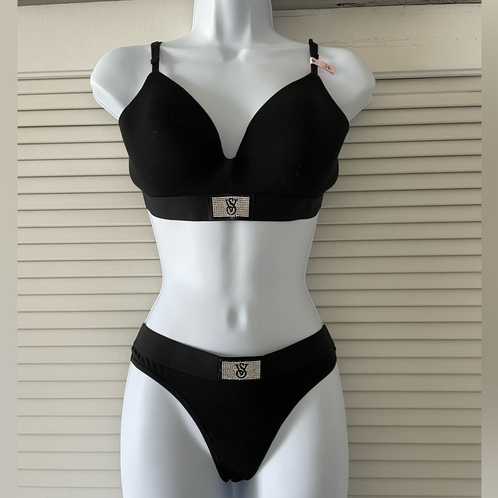 Victorias Secret Rhinestone t-shirt bra and thong